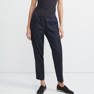Theory Navy Easy Cargo linen slim fit pull on drawstring pant size 0